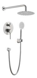 Душевая система Voda Vessel VSL Set_3in1 встраиваемая, скрытого монтажа, цвет сталь, комплект: однорычажный смеситель/тропический душ (с верхней лейкой)/ручной душ, скрытый монтаж