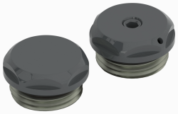 Спускной клапан/заглушка Сунержа G 1/2" НР, d 25 мм 2 штуки, для полотенцесушителей, цвет чёрно-серый