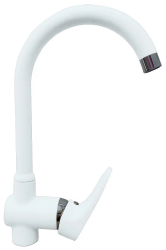 Смеситель для кухни/мойки GranFest, однорычажный, керамический картридж, высокий, с поворотным изливом, длина 186 мм, латунь, цвет иней