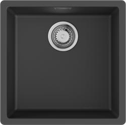 Мойка кухонная Omoikiri Yamakawa 45T-Integra-BL, 45,6х45,6 см, врезная, из искусственного гранита (Tetogranit), прямоугольная, цвет черный, без отверстия под смеситель, без крыла, слив-перелив