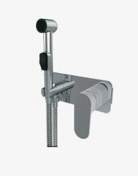 Смеситель для биде VIEIR с гигиеническим душем, встраиваемый, однорычажный, керамический, без излива, с гибким шлангом/лейкой, латунь, цвет хром