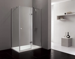 Душевой уголок Cezares Verona, 100х90 см, без поддона, прямоугольный, угловой, стекло текстурное, (без сифона) без крыши, правосторонний/правый, распашной, стеклянный, алюминиевый профиль (хром)