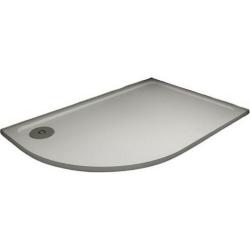 Душевой поддон Veconi Tezeo Stone, 100х80х3 см, ассиметричный/угловой, искусственный камень, низкий, белый матовый, правый/правосторонний