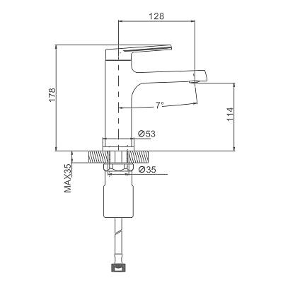 Смеситель для раковины/умывальника Splenka S50.10 однорычажный, неповоротный, фиксированный излив, длина 128 мм, высота 114 мм, латунь, цвет хром