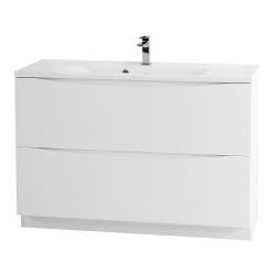 Тумба под раковину BelBagno Marino 100, 100х44,5х85 см, напольная, 2 выкатных ящика, МДФ, цвет: белый глянцевый, шкафчик напольный, механизм доводчика, прямоугольная