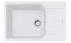 Мойка кухонная Franke URBAN UBG 611-78L, 78х50 см, врезная, искусственный гранит (Fragranite+), прямоугольная, цвет белый, без отверстия под смеситель, с крылом, оборачиваемая