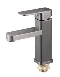 Смеситель для раковины G-lauf однорычажный, излив короткий, длина 118 мм, керамический, цинк, цвет графит, без донного клапана NEB1-A123MG