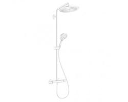 Душевая система Hansgrohe Croma Select S Showerpipe 280 1jet EcoSmart, высота 121,3 см, цвет матовый белый, комплект: верхний душ/ручной душ/термостат для душа/штанга для душа/держатель для душа/душевая штанга, наружного монтажа