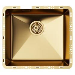Мойка 450х500 см TopZero серия TZ RS, цвет золото, бесшовная, из нержавеющей стали, полированная, прямоугольная, отверстие под смеситель, слив-перелив, для кухни