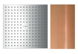 Верхний душ AXOR ShowerSolutions 250/250 2jet, потолочный/скрытый монтаж, квадратный, с 2 режимами, размер 25х25 см, металлический, цвет: полированная медь, для душа/ванной