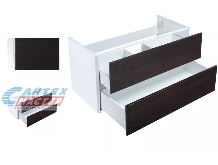 Тумба Акватон Брук 100 подвесная под раковину с двумя ящиками дуб феррара для ванны 1A202101BCDF0