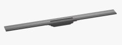 Решетка Hansgrohe RainDrain Flex 100, для пристенного монтажа, для душевого трапа, укорачиваемая, 100х7,6 см, цвет шлифованный черный хром, для душа в пол, нержавеющая сталь, прямоугольная