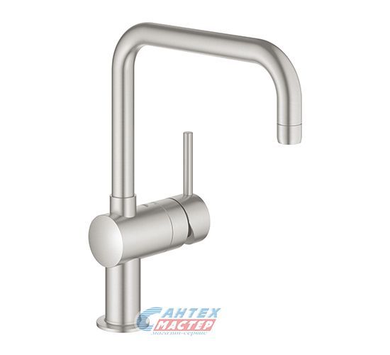 Смеситель для кухни/мойки Grohe Minta однорычажный, керамический, с поворотным изливом, длина 223 мм, латунь, цвет суперсталь, кухонный, хромированный, вертикальный, однорукий, одноручный, однозахватный, одноручковые, кран, комплект, сантехника
