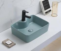 Раковина для ванной CeramaLux NC 7291MLG-6 48х13х37 накладная, прямоугольная, керамическая/фарфоровая, цвет зеленый, с отверстием под смеситель, без слива-перелива