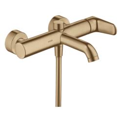 Смеситель для ванны Axor Citterio M, однорычажный, настенный, наружнего/внешнего монтажа, неповоротный, латунный, длина излива 20 см, керамический, цвет шлифованная бронза, без душевого шланга/лейки