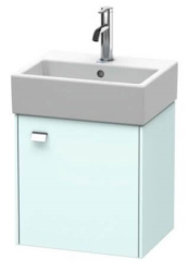 Тумба под раковину Duravit Brioso, 43,4х33,9х57 см, напольная, цвет: светло-голубой, 1 распашная дверца/одностворчатая, стеклянная полка, ДСП, прямоугольная, правая, в ванную комнату