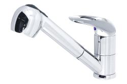 Смеситель для кухни/мойки Варион WERDER, однорычажный, поворотный, керамический, с выдвижной лейкой, длина излива 210 мм, латунь, цвет хром