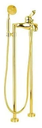 Смеситель для ванны/душа Cezares Elite, напольный, однорычажный, неповоротный, длина 45 мм, керамический, латунь, цвет золото 24 карат