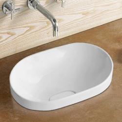 Раковина для ванной CeramaLux 5006B 58,5х16,5х38,5 полувстраиваемая, овальная, керамическая/фарфоровая, цвет белый, без отверстия под смеситель, без слива-перелива
