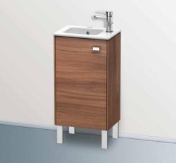 Тумба под раковину Duravit Brioso, 42х28,9х68,3 см, напольная, цвет: орех матовый/хром, 1 распашная дверца/одностворчатая, стеклянная полка, ДСП, прямоугольная, левая, в ванную комнату