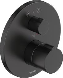 Смеситель для ванны Duravit C.1, термостатический, 17х17 см, скрытого монтажа, настенный, без излива/шланга/лейки, круглый, латунный, цвет черный матовый, с термостатом, с клапаном обратного тока, встроенный/встраиваемый/термостатный