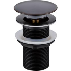 Донный клапан Boheme, с переливом, клик-клак/clik-clack, цвет: черный, латунь, круглый, для раковины, для раковины/умывальника