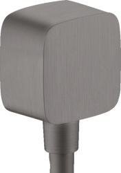 Шланговое подсоединение Axor ShowerSolutions Fixfit softsquare, размер 6,4х6,4 см, цвет шлифованный черный хром, квадратное, настенное, латунное/пластиковое, с обратным клапаном, подключение для душевого шланга