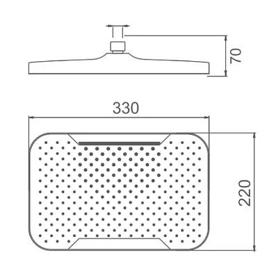 Верхний душ Splenka S451.54 прямоугольная, 1 режим, размер 330х220 мм, пластик, цвет хром, для душа/ванной, на стену/на потолок