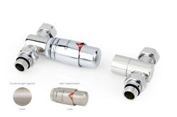 Автоматический терморегулятор Сунержа прямой G 1/2" НР х G 3/4" набор, цвет сатин, сталь