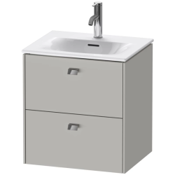 Тумба под раковину Duravit Brioso, 52х41,9х55,5 см, подвесная, 2 выдвижных ящика, ДСП, цвет: бетонно-серый/хром, шкафчик навесной, механизм доводчика, прямоугольная, правая/левая, в ванную комнату