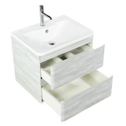 Тумба под раковину BelBagno Albano 70, 70х45х52 см, подвесная, 2 выкатных ящика, МДФ, цвет: белый винтажный дуб, шкафчик навесной, механизм доводчика, прямоугольная