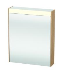 Зеркальный шкаф Duravit Brioso, 62х76х14,8 см, подвесной, цвет: сосна терра, зеркало с подсветкой LED/ЛЭД, выключатель/розетка, с 1 распашной дверцей/одностворчатый, 2 стеклянные полки, прямоугольный, правый