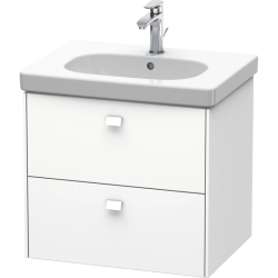 Тумба под раковину Duravit Brioso, 62х46,9х56,3 см, подвесная, 2 выдвижных ящика, ДСП, цвет: белый матовый, шкафчик навесной, механизм доводчика, прямоугольная, правая/левая, в ванную комнату