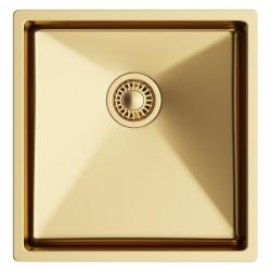 Мойка 440х440 см TopZero серия TNL/Color X, цвет золото, универсальная, из нержавеющей стали, матовая, прямоугольная, отверстие под смеситель, слив-перелив, для кухни