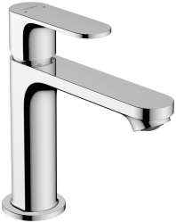 Смеситель для раковины Hansgrohe Rebris E 110, однорычажный, фиксированный излив, длина излива 13,3 см, керамический, латунь, цвет хром, со сливным гарнитуром