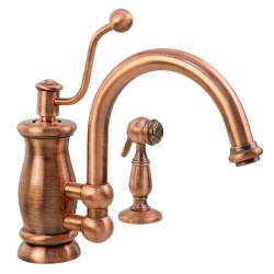 Смеситель для кухни/мойки Migliore Vivaldi, с лейкой, на 2 отверстия, однорычажный, керамический, с поворотным изливом, длина излива 240 мм, латунь, цвет медь