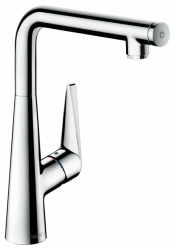 Смеситель для кухни/мойки Hansgrohe Talis Select M51, 300 1jet, однорычажный, керамический, с поворотным L-образным изливом, длина 20,8 см, латунь, цвет хром