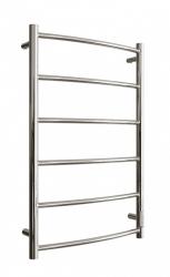 Полотенцесушитель Двин R neo 80/50 (электрический, 1"-1/2", К, диммер, полированный), без полки, электрический, нижнее правое/нижнее левое подключение, из нержавеющей стали, форма лесенка, настенный, цвет хром