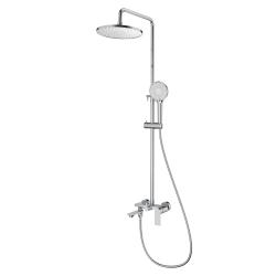 Душевая система Splenka S05.24 высота 640-1210 мм цвет хром, комплект: однорычажный смеситель/излив/тропический душ круглый (с верхней лейкой)/лейка/стойка/шланг, латунь