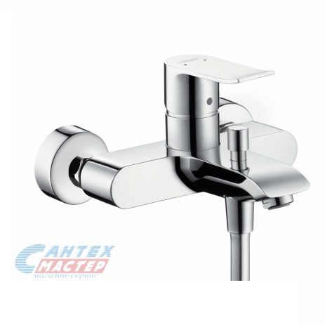 Смеситель для ванны/душа Hansgrohe Metris однорычажный, керамический, настенный, излив, латунь, цвет хром, длинный, универсальный, горизонтальный, рычажный, кран, комплект, сантехника, размер, характеристики, высота, расстояние (Хансгрое)