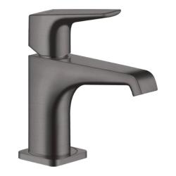 Смеситель для раковины/умывальника Axor Citterio E 90, однорычажный, с рычаговой рукояткой, фиксированный излив, длина излива 13,5 см, керамический, латунь, цвет шлифованный черный хром, с незапираемым сливным набором