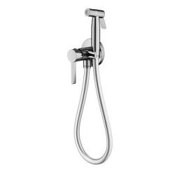 Смеситель с гигиеническим душем Splenka S221.52.05 встраиваемый, однорычажный, керамический, без излива, с гибким шлангом/лейкой, латунь/пластик, цвет сатин, нержавеющая сталь