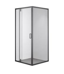 Душевой уголок Olives Duero 90х90х195 см без поддона, квадратный, стекло прозрачное 6 мм, без крыши, распашная, алюминиевый профиль черный матовый DR-90CS-SW-GB