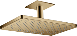 Верхний душ AXOR ShowerSolutions 460/300 3jet, с потолочным подсоединением, потолочный монтаж, прямоугольный, с 3 режимами, размер 46,6х30 см, металлический, цвет: полированная бронза, для душа/ванной