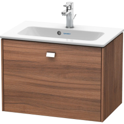 Тумба под раковину Duravit Brioso, 62х38,9х44,2 см, подвесная, 1 выдвижной ящик, ДСП, цвет: орех матовый/хром, шкафчик навесной, механизм доводчика, прямоугольная, правая/левая, в ванную комнату