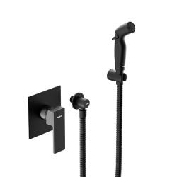 Смеситель с гигиеническим душем Damixa Gala однорычажный, скрытого монтажа, керамический, настенный, латунь, цвет черный, встраиваемый