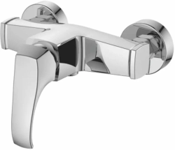 Смеситель для душа Esko Bergamo однорычажный, керамический, настенный, без излива, со шлангом и лейкой, латунь, цвет хром, универсальный, горизонтальный, рычажный, кран, комплект, сантехника, размер, характеристики, высота, расстояние