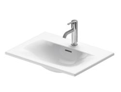 Раковина DURAVIT Viu WonderGliss, 60х45х18,5 см, встраиваемая сверху, прямоугольная, санфарфор, цвет белый, с 2 отверстиями под смеситель, антигрязевое покрытие, слив/перелив