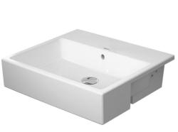 Раковина DURAVIT Vero Air WonderGliss, 55х47х16,5 см, полувстраиваемая, прямоугольная, санфарфор, цвет белый, с 1 отверстием под смеситель, антигрязевое покрытие, слив/перелив