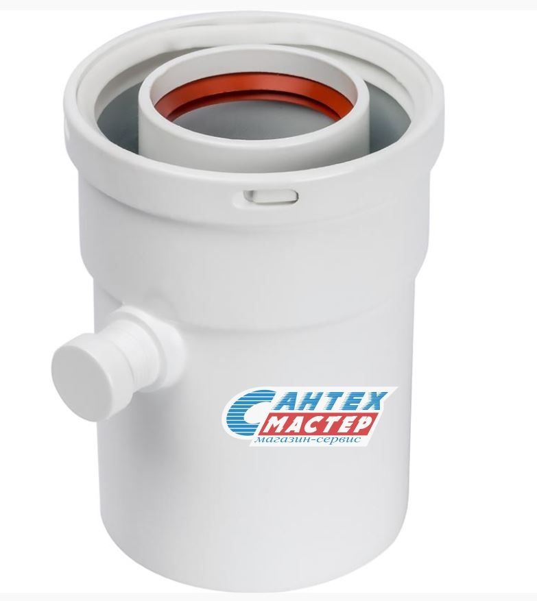 Конденсатосборник Ø60/100 STOUT горизонтальный, для коаксиального дымохода газового котла, из нержавейки, элемент дымохода (Стоут)